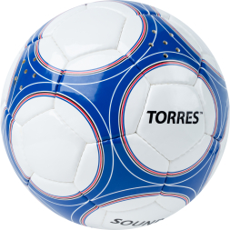 Мяч футб. TORRES Sound, F30255, р.5, со звук.панелями, 32 п,гл.PU,4 слоя, руч. сш, бело-син-чер