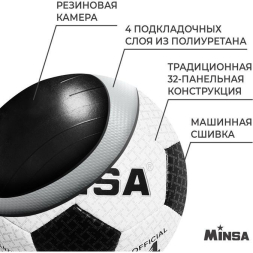 Мяч футбольный MINSA, PU, машинная сшивка, 32 панели, р. 4