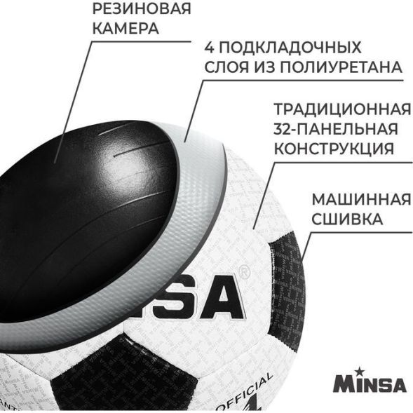 Мяч футбольный MINSA, PU, машинная сшивка, 32 панели, р. 4