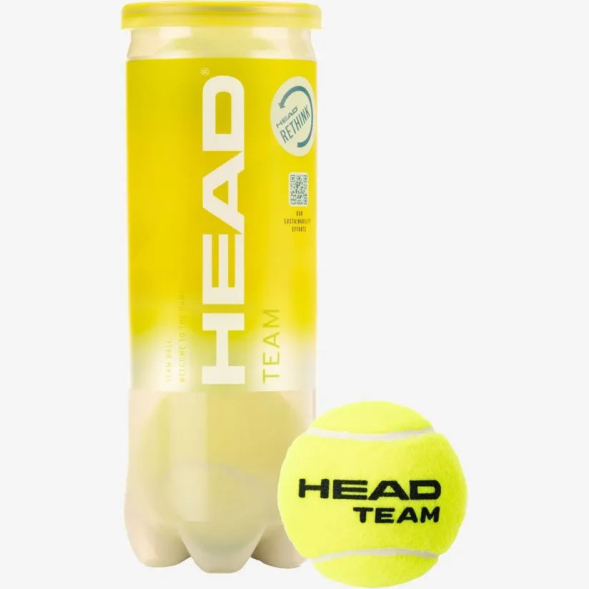 Мяч теннисный HEAD Team 3B, 575703, уп.3 шт, одобр.ITF, фетр, нат.резина, желтый