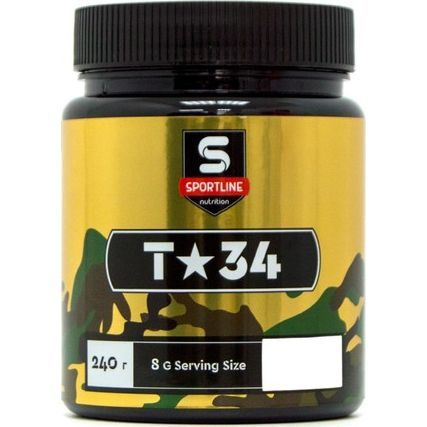 Предтренировочный комплекс SportLine Nutrition T-34, адреналин, спортивное питание, 240 г