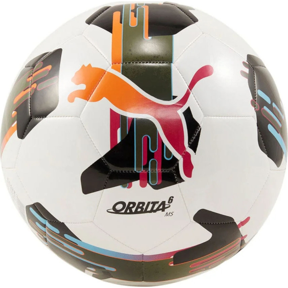 Мяч футб. PUMA Orbita 6 MS, 08433501, р.5, 32 пан, ТПУ, машинная сшивка, бело-мультиколор