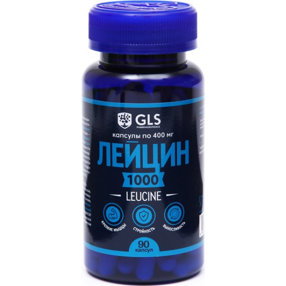 Лейцин для набора мышечной массы GLS Pharmaceuticals, 90 капсул по 400 мг