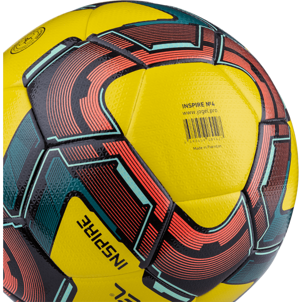 Мяч футзальный JÖGEL Inspire №4, желтый/черный/красный