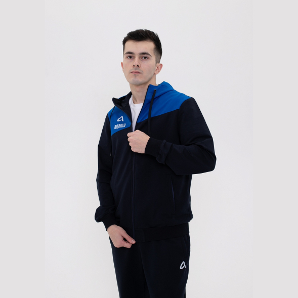 Костюм х/б с капюшоном детский  Aqama Club cotton suit  (т.син/син)