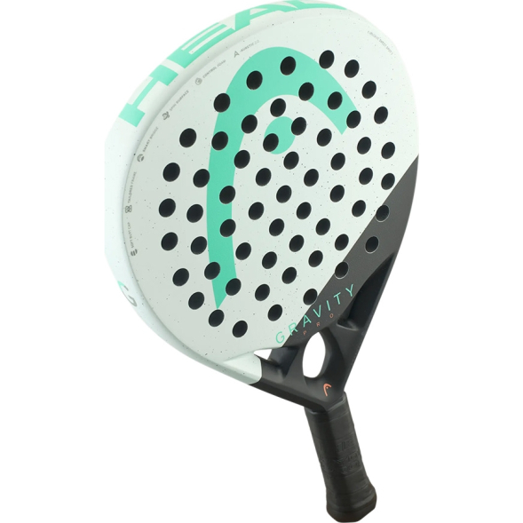 Ракетка для падела HEAD Gravity Pro, 224004, для продвинутых игроков, карбон, бело-серо-бирюзовый