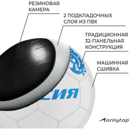 Мяч футбольный ONLYTOP «Россия», PVC, машинная сшивка, 32 панели, р. 5