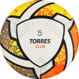 Мяч футб. &quot;TORRES Club&quot; арт.F323965, р.5, 10 панели. PU, гибрид. сшив, бел-оранж-желт