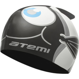 Шапочка для плавания Атеми, силикон (дет.), рыбка+, черн., FC102