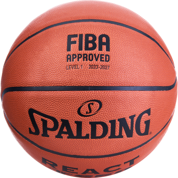 Мяч баск. SPALDING TF-250 React 76968z, р.6, FIBA Approved, композит. кожа (ПУ), коричнево-черный