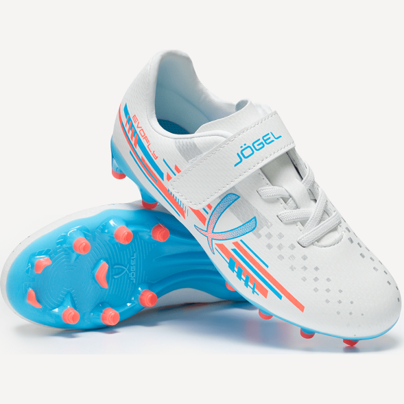 Бутсы футбольные JÖGEL Evofly FG Talant White/blue, детский