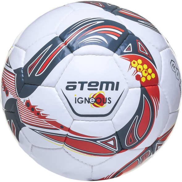 Мяч футбольный Atemi IGNEOUS, PU/PVC 1.3mm, бел/серый/оранж, р.5 , р/ш, 32 п , окруж 68-70