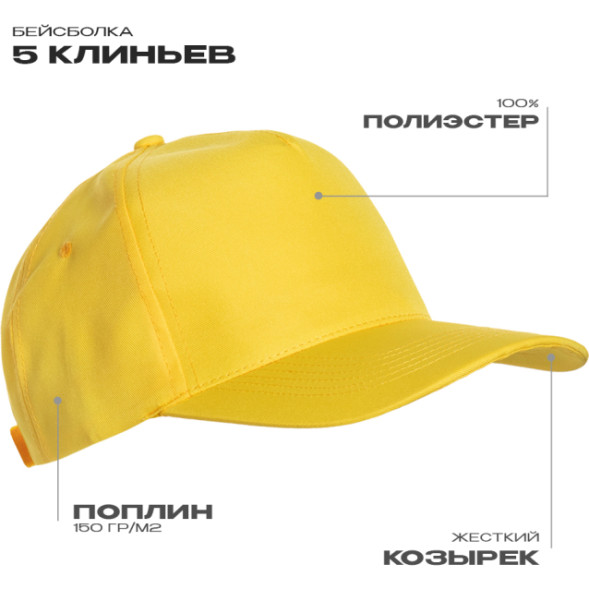 Бейсболка STAN 5 клиньев полиэстер 150, 10P
