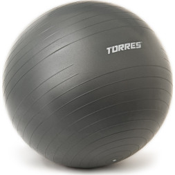 Мяч гимн. TORRES, FB122565, диам. 65 см, эласт. ПВХ,с защ. от взрыва, с насосом, серый