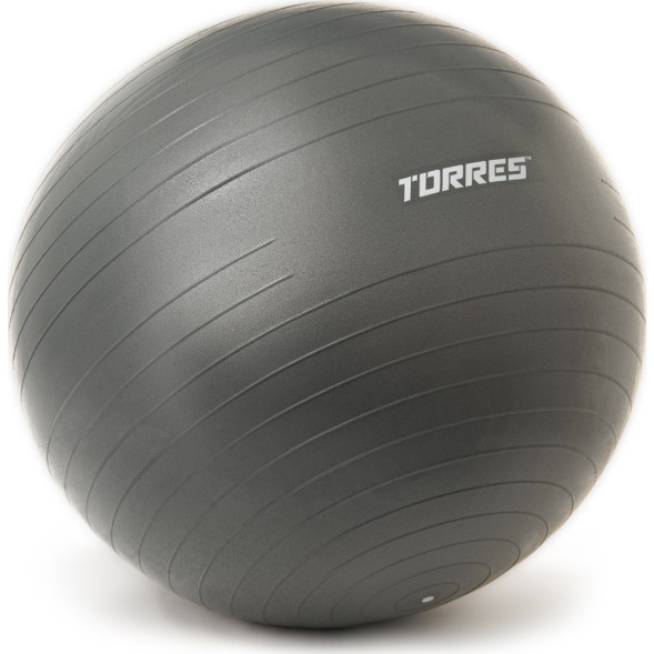 Мяч гимн. TORRES, FB122565, диам. 65 см, эласт. ПВХ,с защ. от взрыва, с насосом, серый