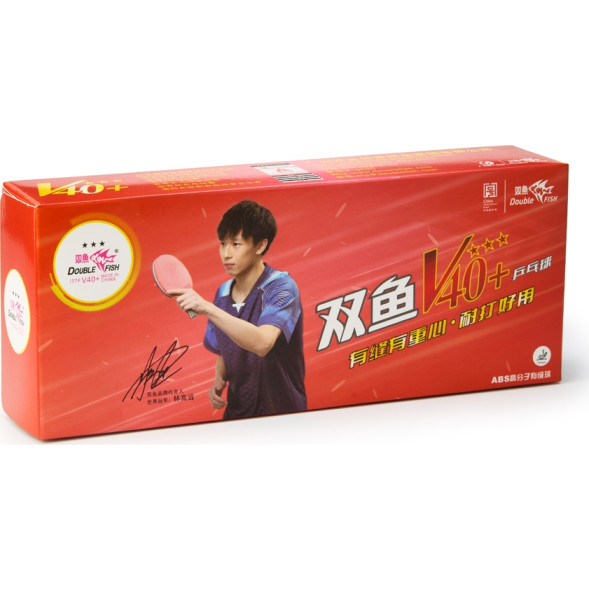 Мяч для наст  тенниса DOUBLE FISH 3***, V111F10, диам  V40+мм, ITTF Appr,плаcтик,упак 10 шт,белый
