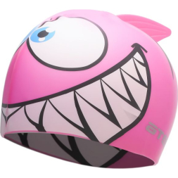 Шапочка для плавания Атеми, силикон (дет.), рыбка-, розовая, FC204