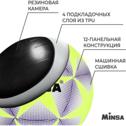 Мяч футбольный MINSA, TPU, машинная сшивка, 12 панелей, р. 5