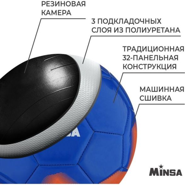 Мяч футбольный MINSA, PU, машинная сшивка, 32 панели, р. 5