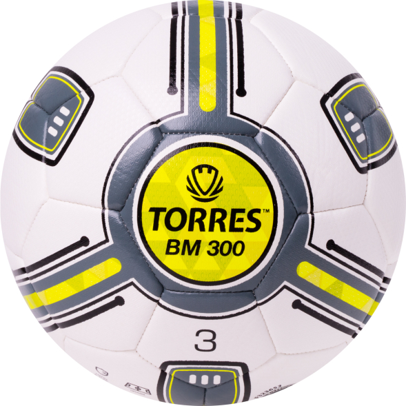Мяч футб. TORRES BM 300, F323653, р.3, 32 пан.,ТПУ,2 подк. слой, маш. сш., бело-серо-желтый