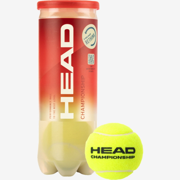 Мяч теннисный HEAD Championship 3B, 575301, уп.3шт,одобр.ITF,сукно,нат.резина,желт