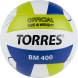 Мяч вол. TORRES BM400, V42315, р.5, синт. кожа (ТПУ), клееный, бут.кам., бело-сине-зелен