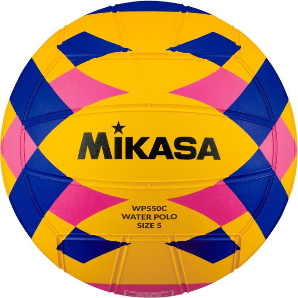 Мяч для водного поло MIKASA WP550C р.5,муж., резина, вес 400-450гр, желт-сине-роз