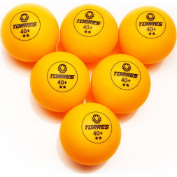 Мяч для наст. тенниса TORRES Club 2*, TT23013, диам. 40+ мм, упак. 6 шт, оранжевый