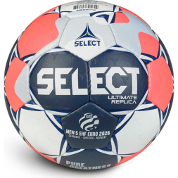 Мяч ганд. SELECT Ultimate EHF Euro Men Replica v26, 3570850749, р.1, ПУ, руч.сш, бело-сине-коралл