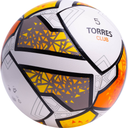 Мяч футб. TORRES Club, F323965, р.5, 10 пан., ПУ, гибрид. сшив, бел-оранж-желт