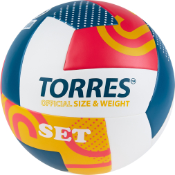 Мяч вол. TORRES Set, V32345, р.5, синт.кожа (ТПУ), клееный, бут.кам, бело-мультиколор