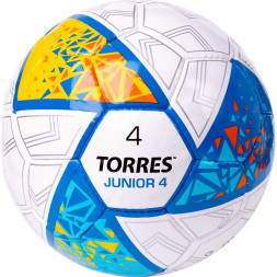 Мяч футб  TORRES Junior-3, F323803, р 3,глянц ПУ, 4 сл, 32 п,руч сш,бел-крас-жел