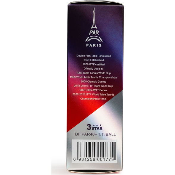 СЦ*Мяч для наст. тенниса DOUBLE FISH PARIS 2024 Olympic Games 3***,PAR40+, ITTF Appr,ABS,уп.6 шт