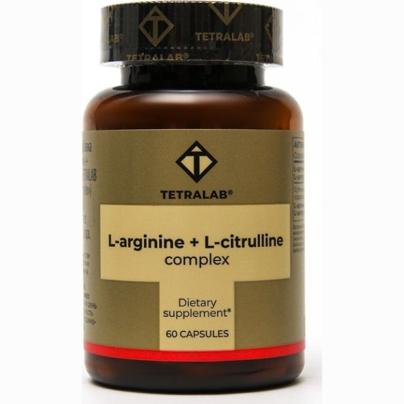 Комплекс L-Аргинин + L-Цинтруллин TETRALAB, 60 капсул по 550 мг