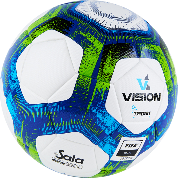 Мяч футзал. VISION Target, FS324094, FIFA Basic, р.4, 32 п. PU, 3 подкл.сл, термосшивка, бело-синий