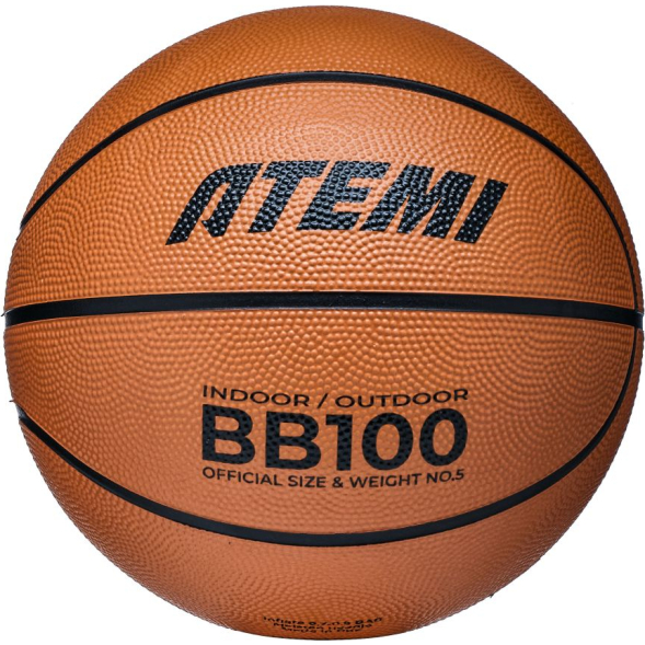 Мяч баскетбольный Atemi, р. 5, резина, 8 панелей, BB100N, окруж 68-71, клееный