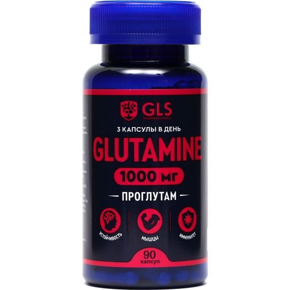 Глютамин «Проглутам» для набора мышечной массы GLS Pharmaceuticals, 90 капсул по 400 мг
