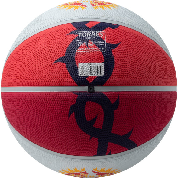 Мяч баск  TORRES Prayer, B023137, р 7, резина, нейлон корд, бут  кам , красно-серо-фиолет