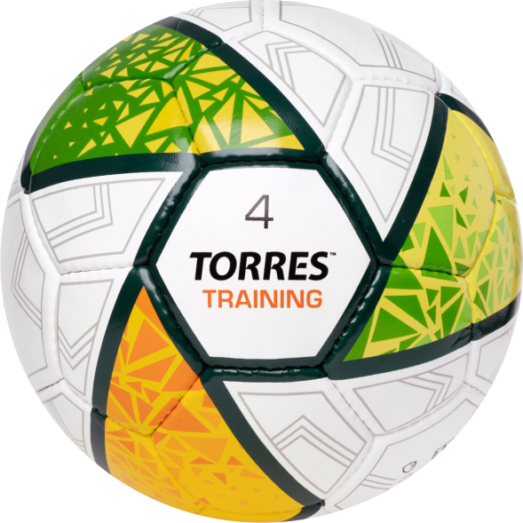 Мяч футб. TORRES Training, F323954,р.4, 32 панели. ПУ, 4 под. слоя, ручная сшивка, бело-зел-сер