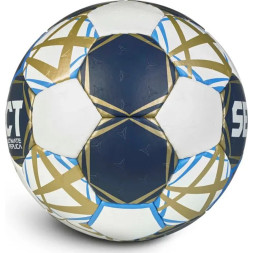 Мяч ганд. SELECT Ultimate Replica v25, 1671854209, р.2 (Jr), EHF Appr, ПУ, руч.сш, тсине-бело-золот.