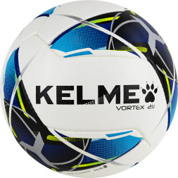 Мяч футб  KELME Vortex 21 1, 8101QU5003-113, р 5, 10 панелей, ПУ, ручн сшивка, бело-синий