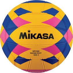 Мяч для водного поло MIKASA WP330C р.3, junior, резина, вес 340-380г, дл.окр. 61-63см, жел-син-роз