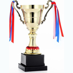 Кубок 185А, зол., триколор, подставка пластик, 28 × 17 × 10 см