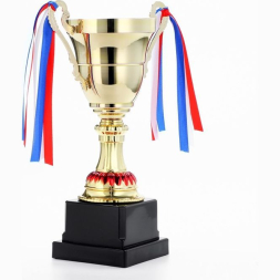 Кубок 185А, зол., триколор, подставка пластик, 28 × 17 × 10 см