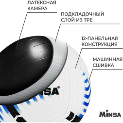 Мяч футбольный MINSA, TPE, машинная сшивка, 12 панелей, р. 5