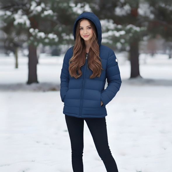 СЦ*Куртка утепленная с капюшоном жен  MIKASA MT913-036-2XL, р 2XL, полиэстер, нейлон, синий