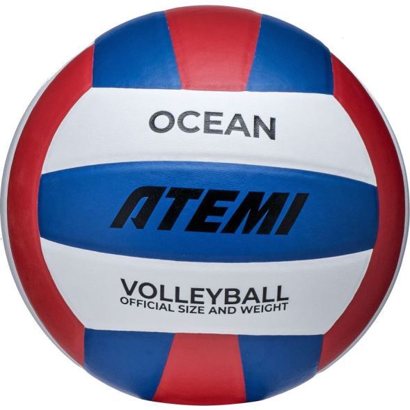 Мяч волейбольный Atemi OCEAN (N), синтетическая кожа PU, син-красн-бел, 18 п, клееный, окруж 65-67
