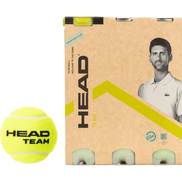 Мяч теннисный HEAD Team 3*3B, 575741, крафт уп. с 3 банками, одобр.ITF, фетр, нат.резина, желтый