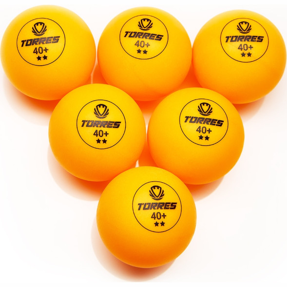 Мяч для наст  тенниса TORRES Club 2*, TT23013, диам  40+ мм, упак  6 шт, оранжевый