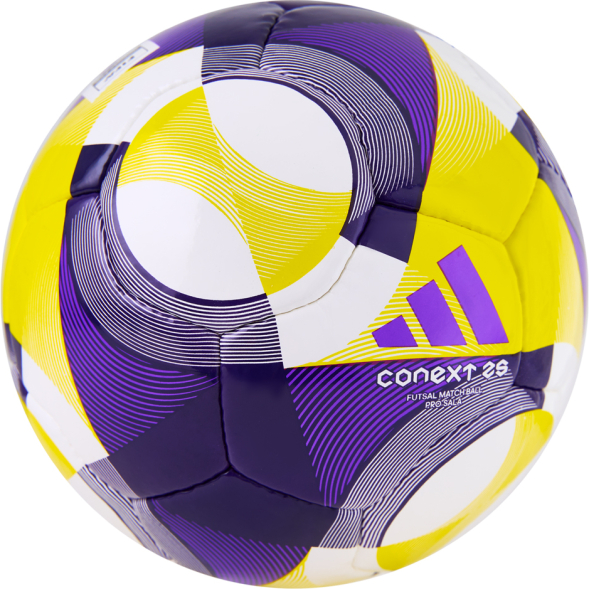 Мяч футзал. ADIDAS Conext 25 Pro Sala JH1278, р.4, FIFA Quality Pro, 18п, ПУ, руч.сш, фиолетово-желт